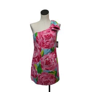 NWT Lilly Pulitzer Hotty Pink First Impression Chloe One Shoulder Dress Size 4